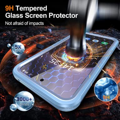 Samsung Galaxy S24 FE-deksel, bakside i herdet glass 9H Blå