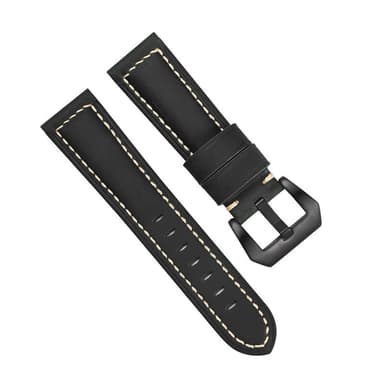 Klokkereim i ekte lær Sort 22 mm