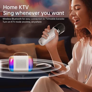 Y5-Dobbel Mikrofon Karaoke Maskin med Bluetooth Høyttaler