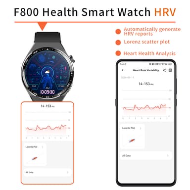 Smartklokke med EKG, kroppssammensetningsanalyse, blodsammensetningsanalyse (urinsyre, blodlipider) Svart og grå stropp