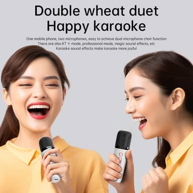 Y5-Dobbel Mikrofon Karaoke Maskin med Bluetooth Høyttaler