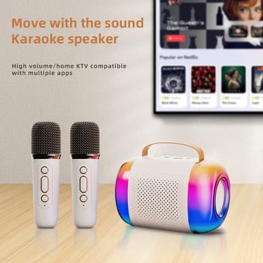 Y5-Dobbel Mikrofon Karaoke Maskin med Bluetooth Høyttaler