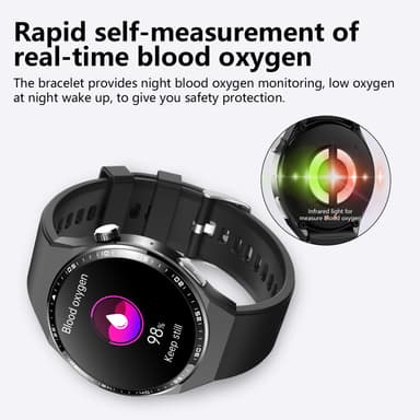 Smartklokke med EKG, kroppssammensetningsanalyse, blodsammensetningsanalyse (urinsyre, blodlipider) Svart og grå stropp