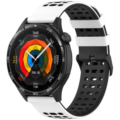 Silikonreim til klokke 22mm - Til Huawei Watch GT5, Keep Watch Pilot1 Hvit+svart