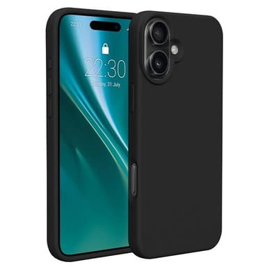 Etteri silikonetui for iPhone 16 med hull for håndleddsstropp - Svart