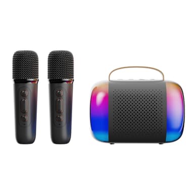 Y5-Dobbel Mikrofon Karaoke Maskin med Bluetooth Høyttaler