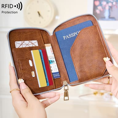 RFID-lommebok - Sikker Reiseveske & Dokumentarrangør Brun
