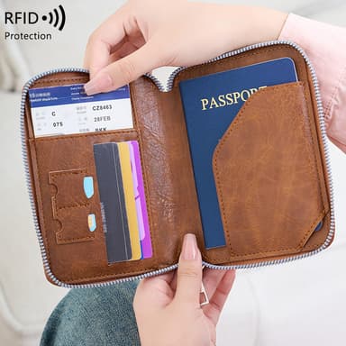 RFID-lommebok - Sikker Reiseveske & Dokumentarrangør Brun