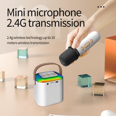 Hjemme Karaoke Bluetooth Høyttaler Mikrofon Y1 - Enkeltmikrofon Hvit