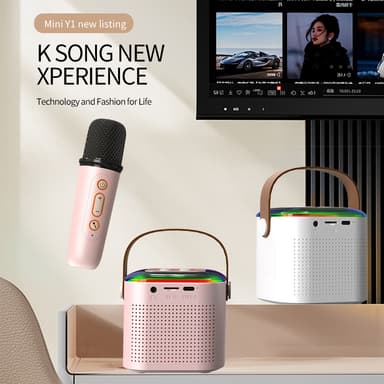 Hjemme Karaoke Bluetooth Høyttaler Mikrofon Y1 - Enkeltmikrofon Hvit