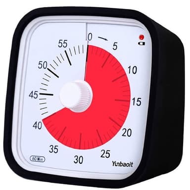 Analog 60-Minutters Timer – Tydelig Visuell Indikator, 10x10 cm, Svart