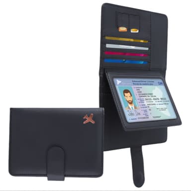 RFID-blokkerende passholder reiselommebok, tynt passveske med 4 kortspor Sort