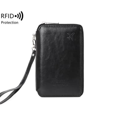 Passholder i svart PU-skinn med RFID-blokkering