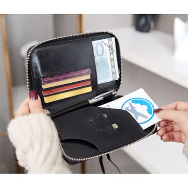 Passholder i svart PU-skinn med RFID-blokkering