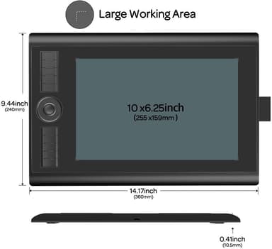 GAOMON M10K Version Pen Tablet - 25,4 x 16,9 cm grafisk tablet med 8192 trykkfølsomhetsnivåer