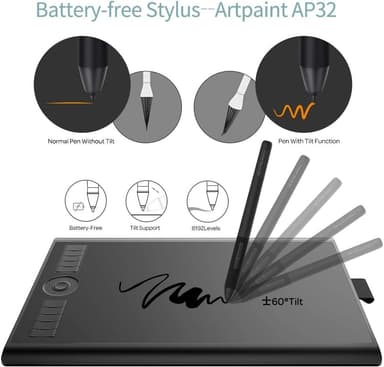 GAOMON M10K Version Pen Tablet - 25,4 x 16,9 cm grafisk tablet med 8192 trykkfølsomhetsnivåer