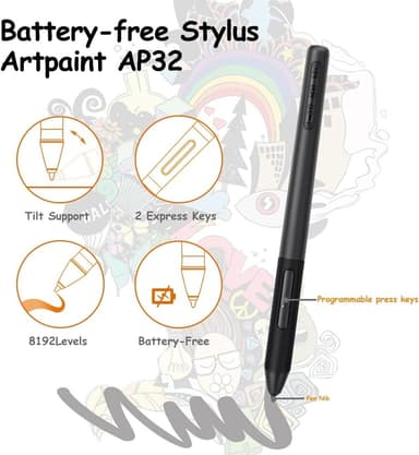 GAOMON M10K Version Pen Tablet - 25,4 x 16,9 cm grafisk tablet med 8192 trykkfølsomhetsnivåer