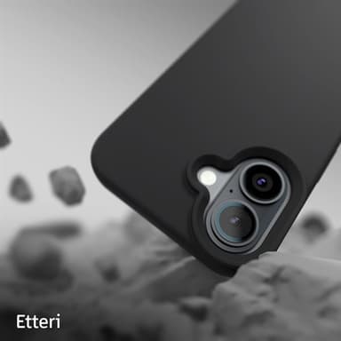 Etteri silikonetui for iPhone 16 med hull for håndleddsstropp - Svart