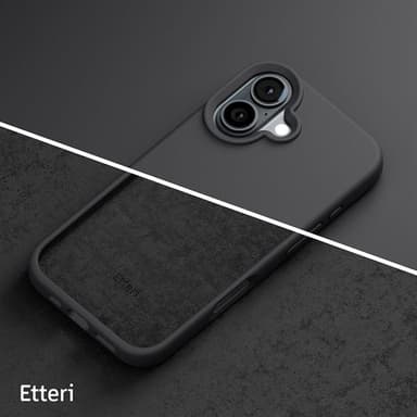 Etteri silikonetui for iPhone 16 med hull for håndleddsstropp - Svart