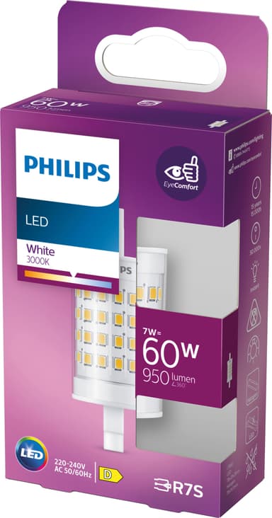 Philips LED pære 7W R7S (gjennomsiktig)