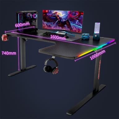 Venstrevendt Gamingbord med Justerbar bredde og Karbonfiberstruktur