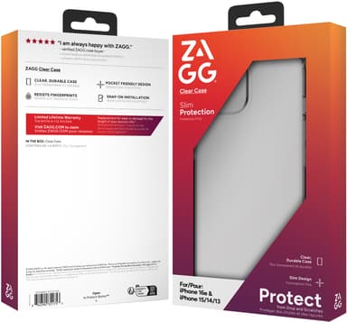 Zagg iPhone 16e/15/14/13 gjennomsiktig deksel