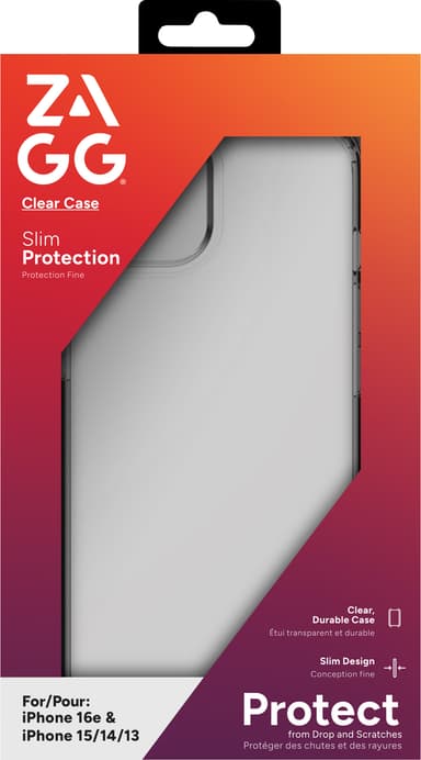 Zagg iPhone 16e/15/14/13 gjennomsiktig deksel