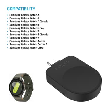 Fixed Samsung Watch trådløs USB-C lader (sort)