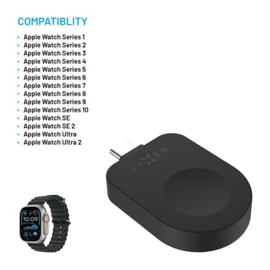 Fixed Apple Watch trådløs USB-C lader (sort)