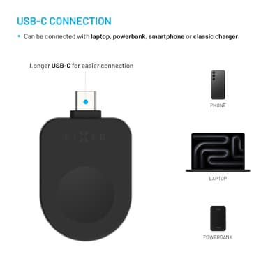 Fixed Apple Watch trådløs USB-C lader (sort)