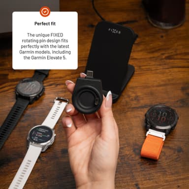 Fixed Garmin Watch trådløs USB-C lader (sort)