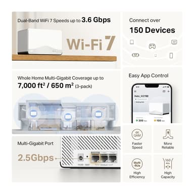 Mercusys Halo H27BE BE3600 Wi-Fi 7 Mesh system (3-pakning)