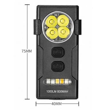 Magnetisk nøkkelring lommelykt arbeidslys 4-LED flere farger magnetklemmer