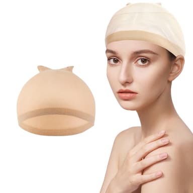 4-paks parykkhette, pustende nylonparykkhetter for kvinner Beige