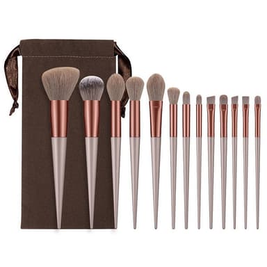 13 stk Makeup Brush Set Kosmetiske børster Soft Fiber Foundation Contour - Coffee