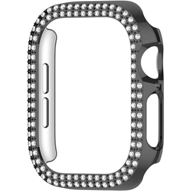 For A Watch Series 10 42mm Case Cover Frame Bling Rhinestone Decor - Black