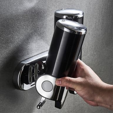 Dobbelthodet såpedispenser 1000ml rustfritt stål manuell push-sjampo dusjpumpe