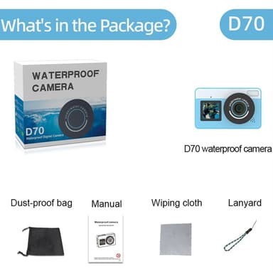 Digitalkamera Doble skjermer vanntett kamera + 32 GB kort + kortleser - Blå