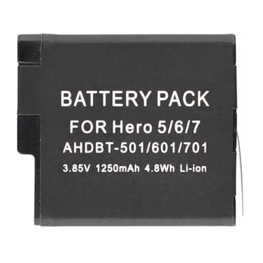 Batteri for GoPro Hero 7 6 5 3,85V 1250mAh AHDBT-501 601 701 erstatningsbatteri