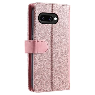 Til Google Pixel 9A Deksel med glidelås og 9 kortspor - RoseGold