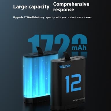 TELESIN S0-ECB-02-TGP batteri for GoPro Hero 12 11 10 9 1720mAh erstatning