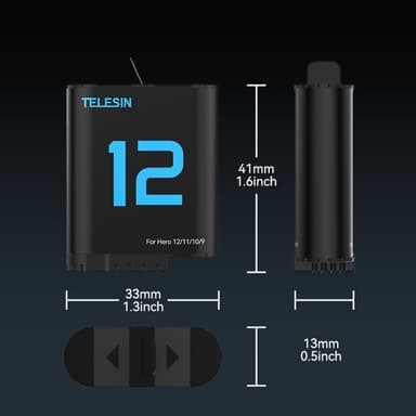 TELESIN S0-ECB-02-TGP batteri for GoPro Hero 12 11 10 9 1720mAh erstatning