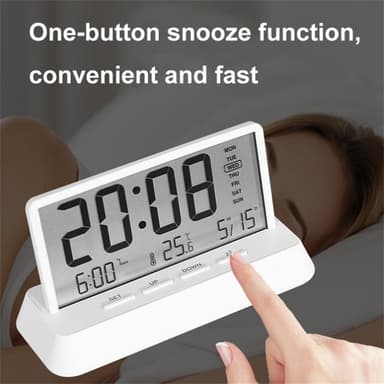 LED-skjerm digital vekkerklokke med temperaturkalender-snooze-funksjon