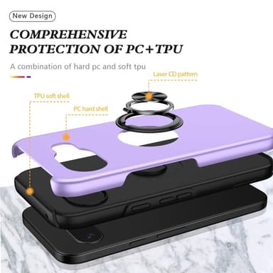 For Pixel 9A Hybrid Deksel med Fingerring - Lilla