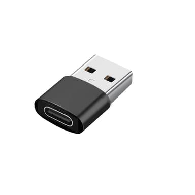 USB C- til USB-adapter for dataoverføring og lading, 2 stk. Sort