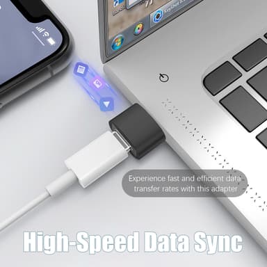 USB C- til USB-adapter for dataoverføring og lading, 2 stk. Sort