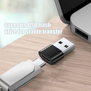 USB C- til USB-adapter for dataoverføring og lading, 2 stk. Sort