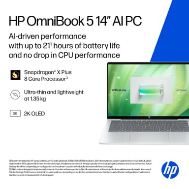 HP OmniBook 5 14 Snap-8C/16/512/OLED 14" Copilot+ bærbar PC
