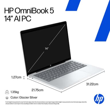 HP OmniBook 5 14 Snap-8C/16/512/OLED 14" Copilot+ bærbar PC