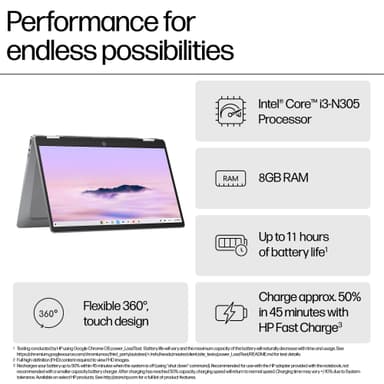 HP Chromebook x360 14 i3-N305/8/128/IPS 14” bærbar PC